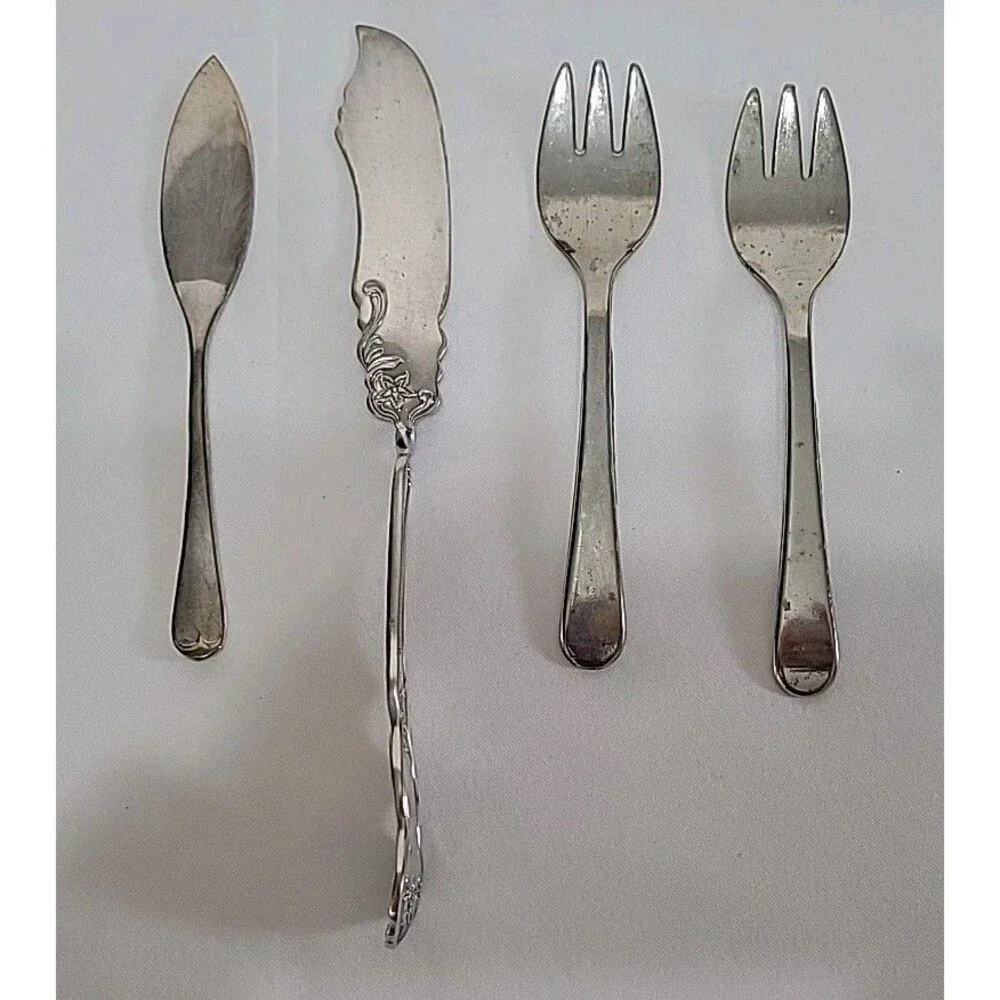 (5) Vintage Silverplate Serving Utensils Lot 4pc Charcuterie Set Rogers Leonard